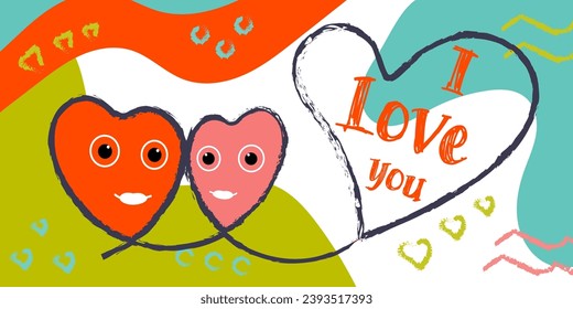 A heartfelt character. I love you. All you need is love. Vector illustration.