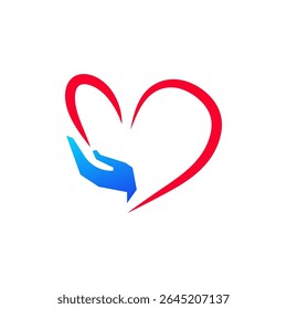 Heartfelt Charity Logo Hand Giving Love and Care