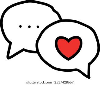 Heartfelt Conversation: Two Speech Bubbles with Love