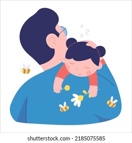 Heartfelt Father’s Day Illustration Featuring Dad and Kids Enjoying Quality Time, Celebrating Love, Support, and the Role of a Father in Family Life