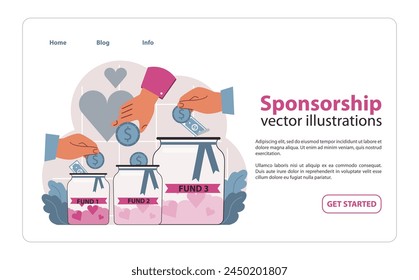 Heartfelt exchanges. Two women interact at a Sponsorship Goods booth, with one offering items. Conversations flow, gratitude is evident. Community support, enhancing events. Flat vector illustration