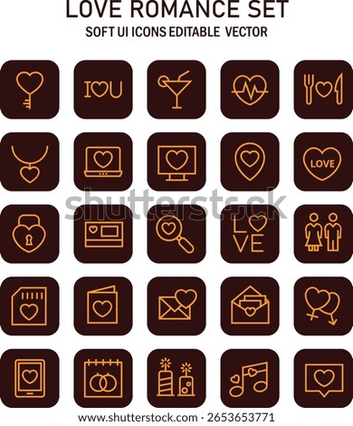Heartfelt Expressions: An Artistic Compilation of Love and Romance Icons Depicting Affection