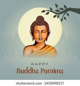 Sentidos saludos para Buda Purnima, abrace el espíritu con una exquisita imagen que representa el Buda y la luna serena. se puede utilizar para el logotipo, póster, saludo, Anuncio