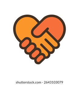 Heartfelt handshake a bonding symbol. Icon symbol illustration