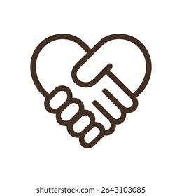 Heartfelt handshake a symbol of partnership. Icon symbol illustration