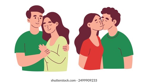 Abrazo de corazón entre el hombre y la mujer amorosa