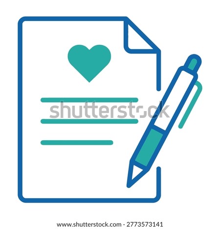 A heartfelt letter document with a pen on paper, conveying love and affection, ideal for expressing emotions and sentiments in personal and romantic relationships