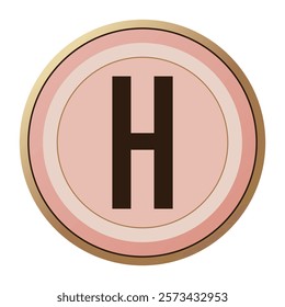 Heartfelt Letter “H” in Pastel Pink and Gold Frame - A Perfect Monogram for Valentine’s Day Gifts