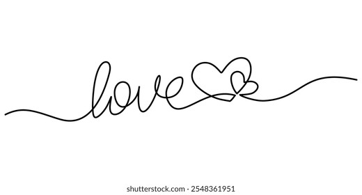 Heartfelt love expressed through writing with a heart in a continuous one line drawing.