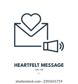 Heartfelt Message Icon. Love, Letter, Heart. Editable Stroke. Simple Vector Icon