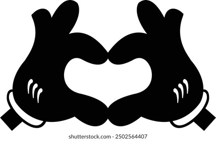 Heartfelt mickey mouse hands playful halftone art