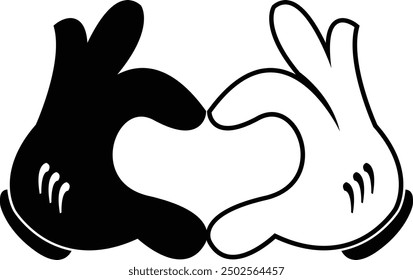 Heartfelt mickey mouse hands playful halftone art