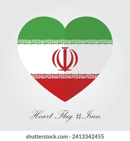 Heartfelt Patriotism: Perfect Heart-shaped Iran Flag Vector