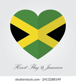 Heartfelt Patriotism: Perfect Heart-shaped Jamaica Flag Vector