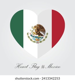 Heartfelt Patriotism: Perfect Heart-shaped Mexico Flag Vector