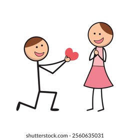 Heartfelt Proposal A Cute Stick Figure Love Moment