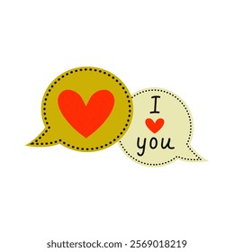 Heartfelt speech bubbles convey messages of love during a romantic occasion