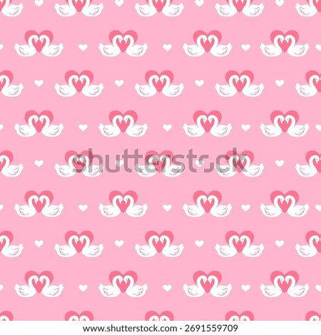 Heartfelt Swans Romantic Ripples Vector Pattern can be use for background and apparel design