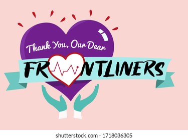 Heartfelt Thank you Message for the Pandemic Frontliners in Medical field concept. Editable Clip Art.