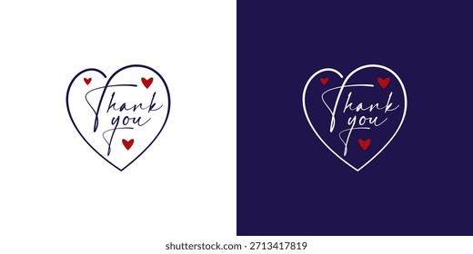 Sincero mensaje de agradecimiento con letras de guion y corazones Pequeños