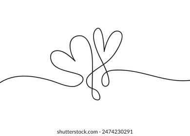 Corazón.Dispara un dibujo de línea continua. Abstractas Ilustración vectorial de estilo de arte de una sola línea en blanco y negro minimalista.