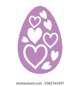 Heartful Happy Easter Egg Design with Various Heart Shapes in a Soft Lavender Hue