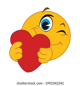 A heart-giving emoticon. Flat vector illustrations