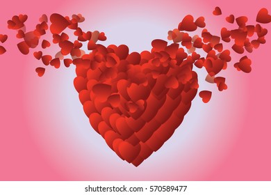 Hearth dissolving into smaller hearths vector background