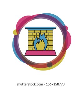 Hearth, Fireplace outline icon flat design