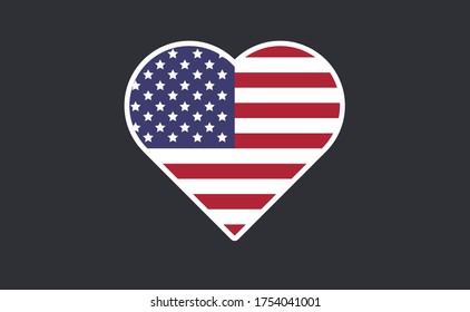 
Hearth with flag of USA. Love for America. United States patriotic symbol.