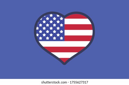 
Hearth with flag of USA. Love for America. United States patriotic symbol.