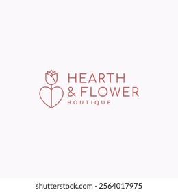 Hearth and flower line logo design