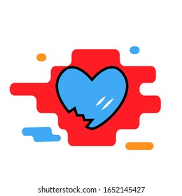 Hearth  iblue con trendy modern concept of  relationship of people    on a white background.Symbol  feelings, souls,icon love, sign emotion.Flloating heart icon 