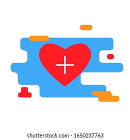 Hearth icon with plus sign trendy modern concept of  relationship of people  with  on a white background.Symbol  feelings, souls,icon love, sign emotion.Flloating heart icon decorative