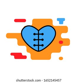 Hearth 
lace up  icon trendy modern concept of  relationship of people    on a white background.Symbol  feelings, souls,icon love, sign emotion.Flloating heart icon decorative