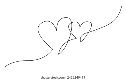 Hearth love continuous line hand writing illustration template