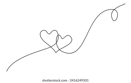 Hearth love continuous line hand writing illustration template