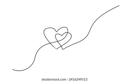 Hearth love continuous line hand writing illustration template