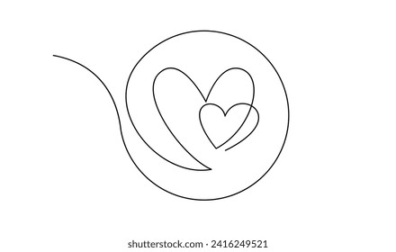 Hearth love continuous line hand writing illustration template