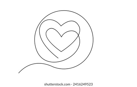 Hearth love continuous line hand writing illustration template