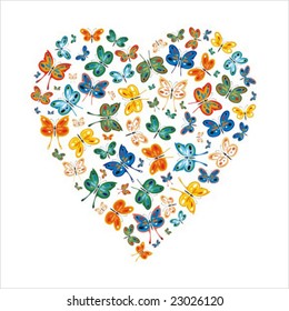 Hearth made with butterflies. No gradient fills. Very easy to customize.