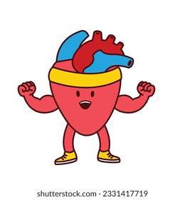 Hearth organ Cute workout mascot illustration template