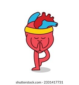Hearth organ Cute workout mascot illustration template