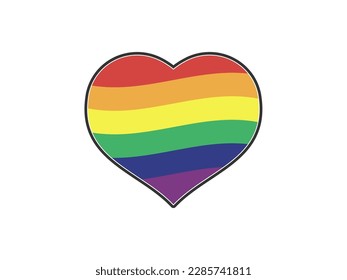 Hearth shape icon with rainbow flag colors. Pride month.