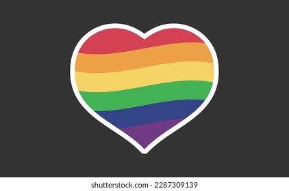 Hearth shape icon with rainbow flag colors. Pride month.