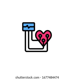 Hearth Test Cardiogram Icon, Logo, Vector