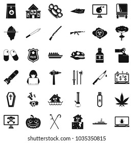 Heartlessness icons set. Simple set of 36 heartlessness vector icons for web isolated on white background