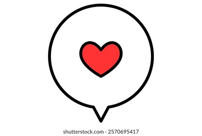 Heart-marked message chat, Simple and cute Valentine's Day icon, Vector Illustration