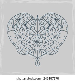 heart-motor sketch steampunk style. vector format.