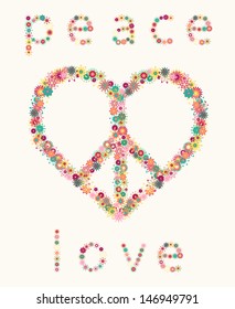 Heart&Pacific,  word "LOVE" and "PEACE" from floral letters